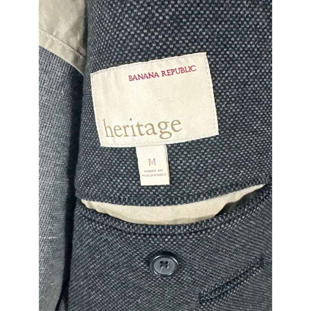 Banana Republic Heritage Mens Gray Tweed Knit 3 Button Blazer Sport Coat M